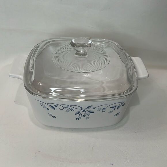 Corning Ware Blue Provincial 1.5 L Casserole Dish Square 7 In Tally 3 In Wide - Picture 1 of 10